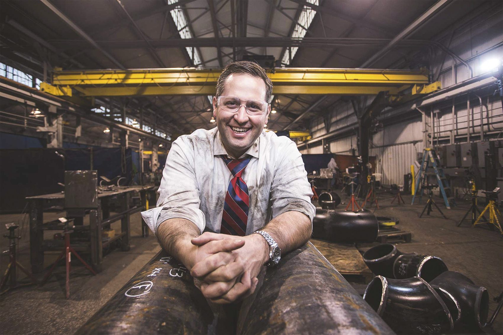 Fabricator photographed on his own shop floor