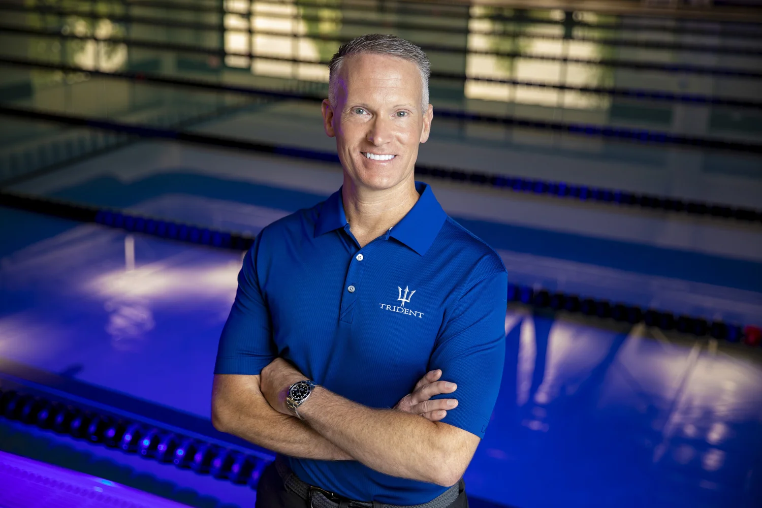 Commercial portrait using blue environmental light