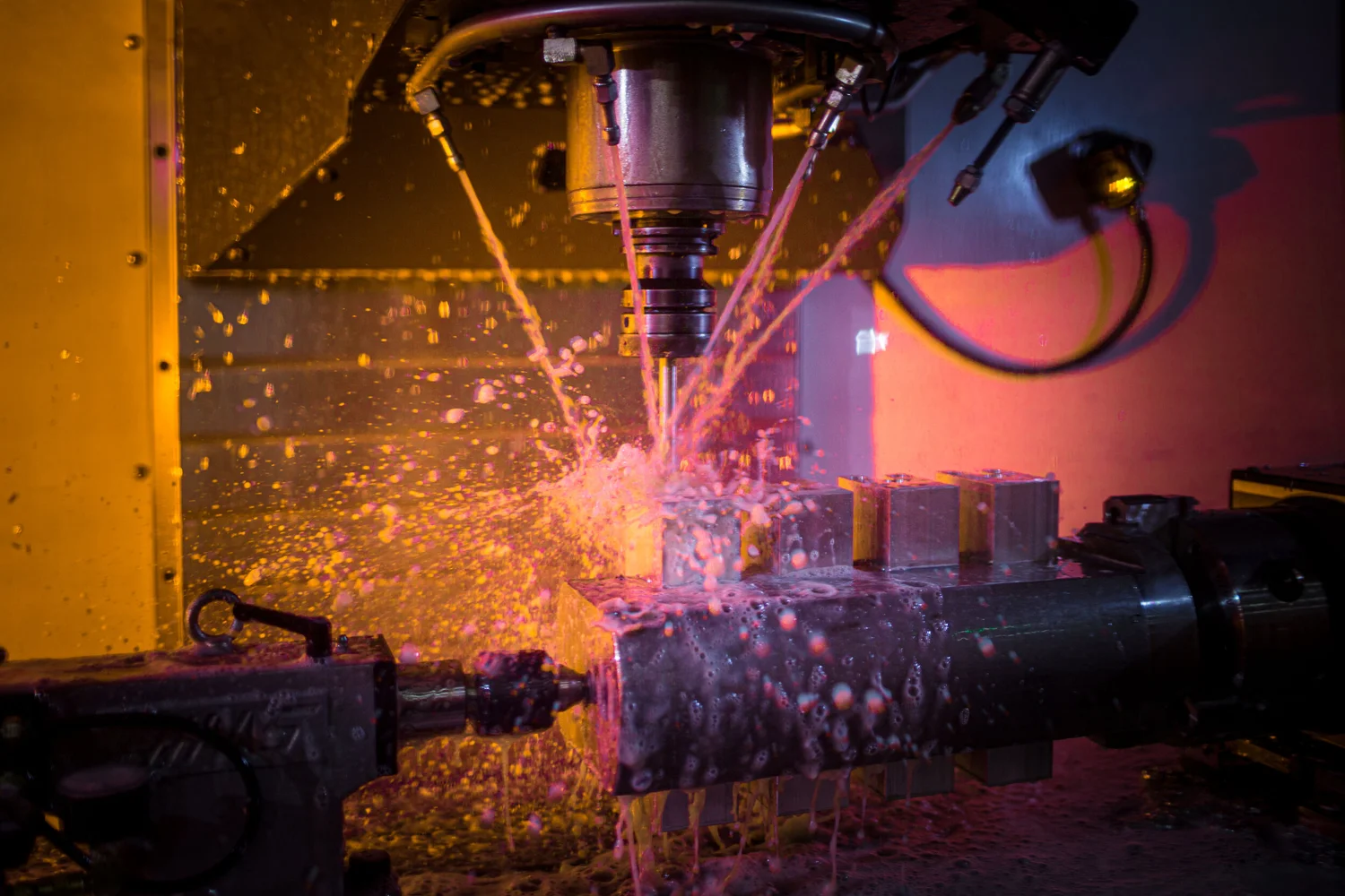 Strong industrial campaign image built around sparks and process